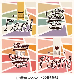happy mothers and fathers day over abstract  background vector illustration 