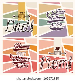 happy mothers and fathers day over abstract  background vector illustration  