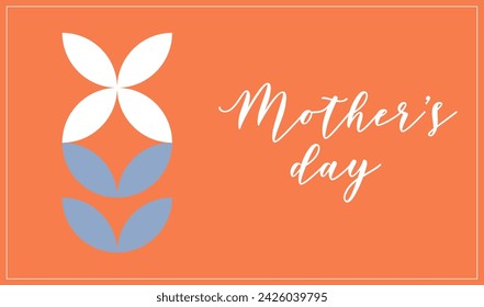 Happy Mothers, Moms Day. Flower in geometric shapes. Abstract poster, flyer, banner, greeting card. Minimalistic horizontal vector illustration