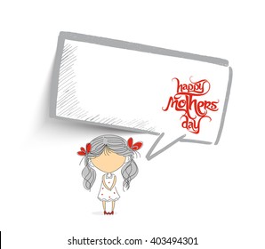 Happy Mothers's Day card design speech bubbles with sweet girl message vector