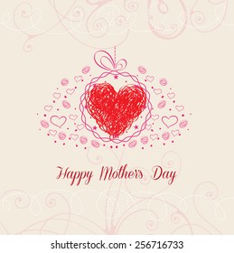 Happy Mothers's Day with heart greeting card