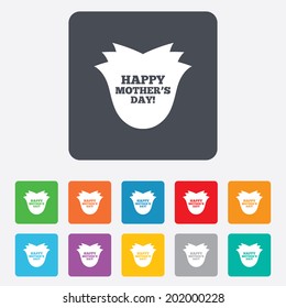 Happy Mothers's Day sign icon. Mom symbol. Rounded squares 11 buttons. Vector