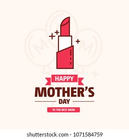 Happy Mothers's Day Typographical Design Card With Red Background