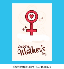 Happy Mothers's Day Typographical Design Card With Red Background