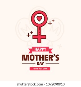 Happy Mothers's Day Typographical Design Card With Red Background