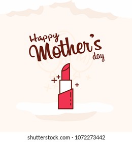 Happy Mothers's Day Typographical Design Card With Red Background