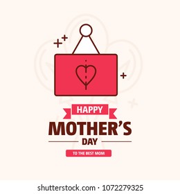 Happy Mothers's Day Typographical Design Card With Red Background