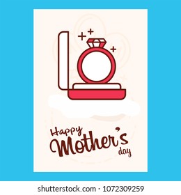Happy Mothers's Day Typographical Design Card With Red Background