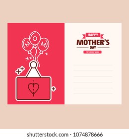 Happy Mothers's Day Typographical Design Card With Red Background