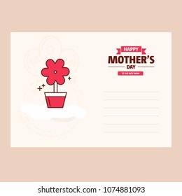 Happy Mothers's Day Typographical Design Card With Red Background