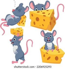 Happy Mouse Cartoon Set Isolated On Stock Vector (Royalty Free ...