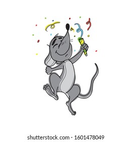 happy mouse with  cracker celebrating