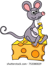 Happy mouse eating cheese