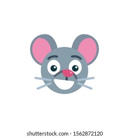 Happy mouse face emoji flat icon, vector sign, Funny rat emoticon colorful pictogram isolated on white. Symbol, logo illustration. Flat style design