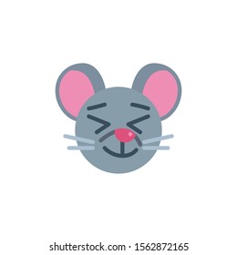 Happy mouse face emoji flat icon, vector sign, Satisfied rat emoticon colorful pictogram isolated on white. Symbol, logo illustration. Flat style design