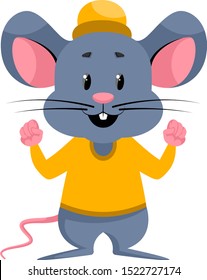 Happy mouse, illustration, vector on white background.