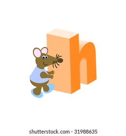 Happy Mouse with lower case letter h
