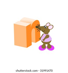 Happy Mouse with lower case letter n