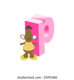 Happy Mouse with lower case letter p