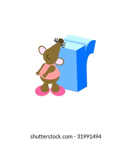 Happy Mouse with lower case letter r