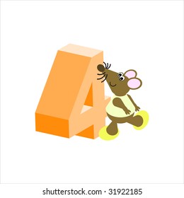 Happy Mouse with number 4