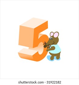 Happy Mouse with number 5