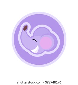Happy Mouse on Round Icon. Vector Illustration isolated on white.