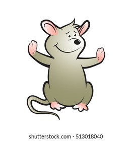 happy mouse spreading hands in color-vector drawing