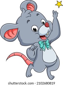 El feliz es que el ratón está tratando de tomar la estrella de la ilustración
