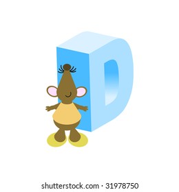 Happy Mouse with upper case letter D