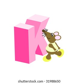 Happy Mouse with upper case letter K