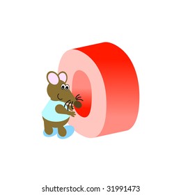 Happy Mouse with upper case letter O