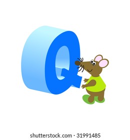 Happy Mouse with upper case letter Q