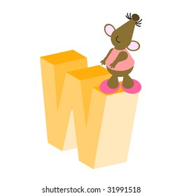 Happy Mouse with upper case letter W