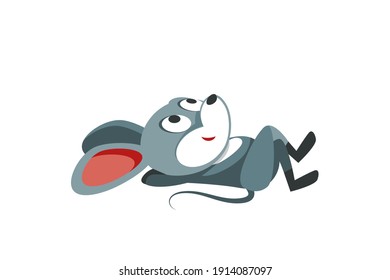 Happy mouse vacation. Cute mouse vector illustration. Little rat with food. Animal wildlife cartoon character.