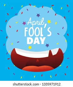 happy mouth with teeth to fools day