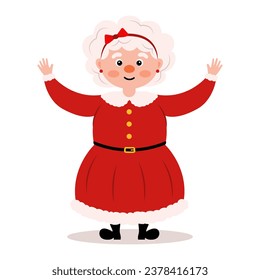 Happy Mrs. Claus. Santa's wife Mrs. Claus. Vector illustration.