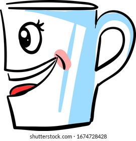 Happy mug, illustration, vector on white background.