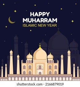 Happy Muharam Islamic New Year Greetings - Vector