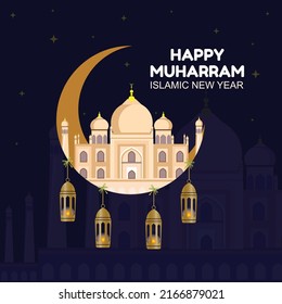 Happy Muharam Islamic New Year Greetings - Vector