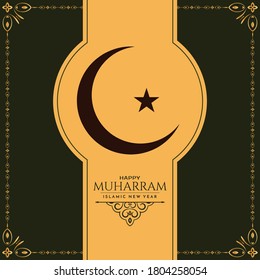 Happy Muharram background design with crescent moon