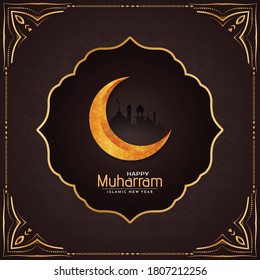 Happy Muharram background design with crescent moon
