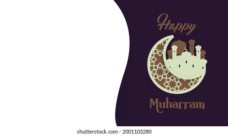 Happy Muharram background illustration vector. Muharram is the first month in the Islamic calendar. 