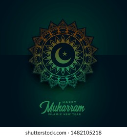happy muharram background with islamic pattern design