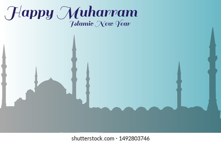 happy muharram day background, simple color