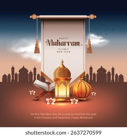 happy muharram festival Design Background. abstract Vector Illustration for greeting card, poster and banner design.