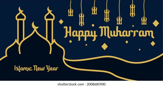 Happy muharram islamic background design