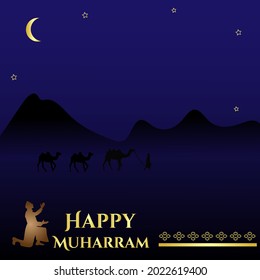 happy muharram islamic background. illustration vector