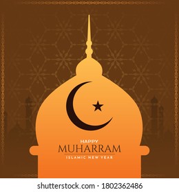 Happy Muharram Islamic festival brown color background design