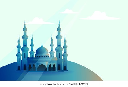 Happy Muharram Islamic New Hijri Year Background. Muslim Community Festival Backdrop Banner Template Design.